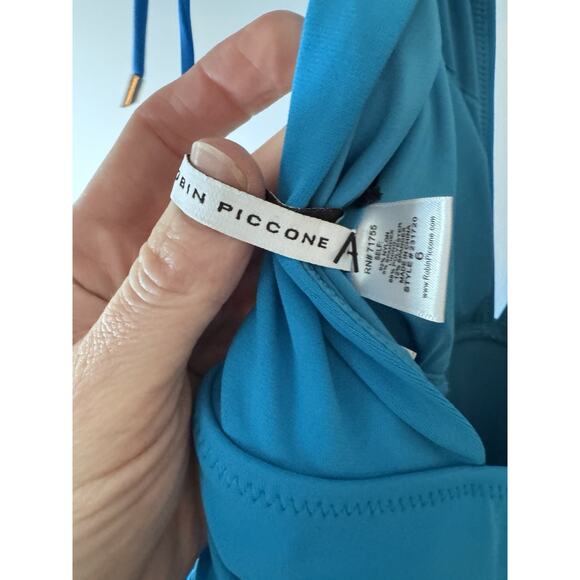 ROBIN PICCONE Aubrey One-Piece Swimsuit Size 6 Cyan Blue Plunging V-Worn once - Picture 14 of 16